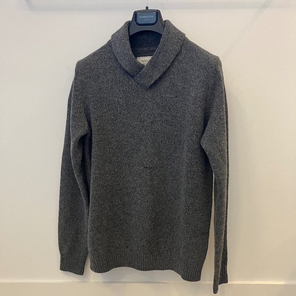 Frank & Oak Grey Sweater with Shawl Collar - Picture 1 of 11